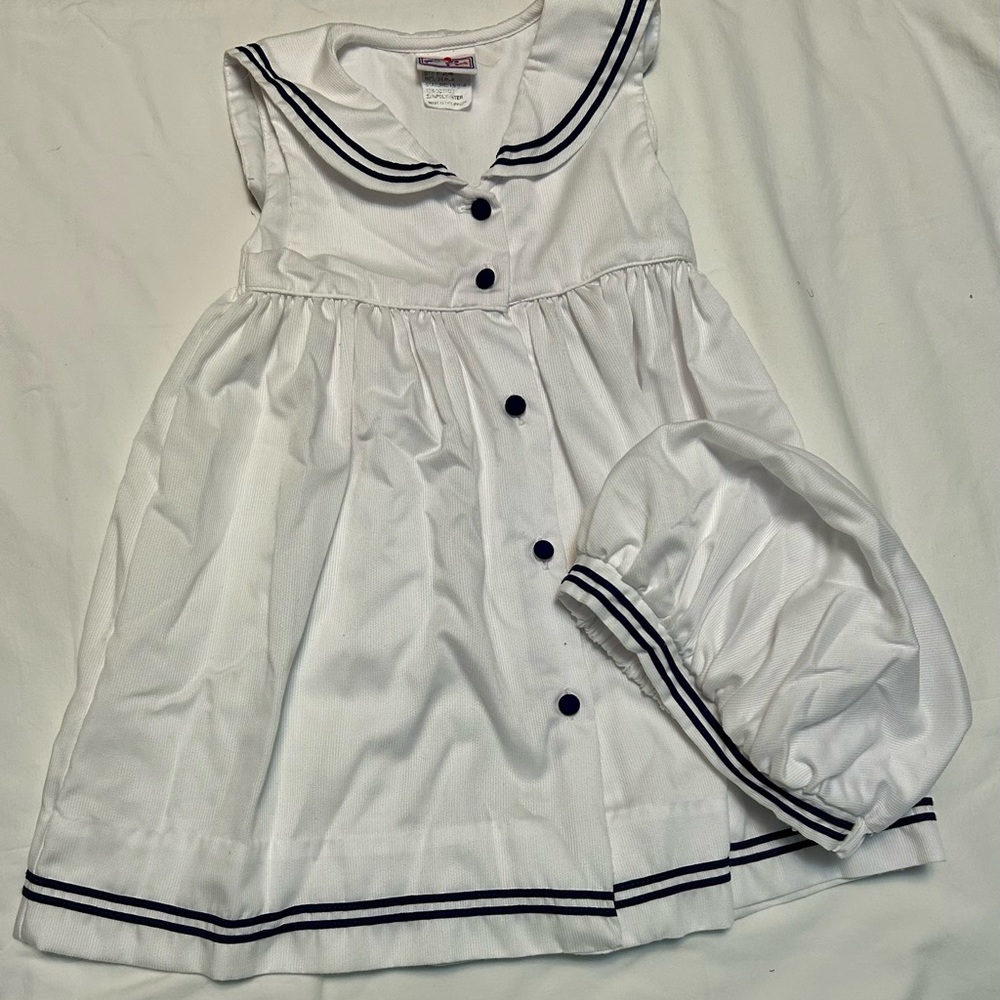Petite Ami sailor dress with matching hat sz 24 months EUC smoke free home
